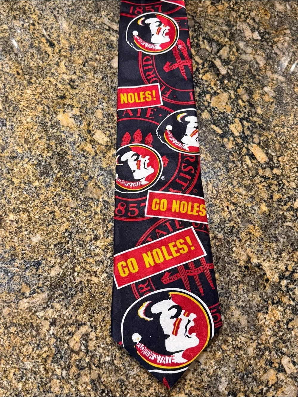 Vintage 90s Ralph Marlin Florida State University Seminole 100% Silk Necktie NWT